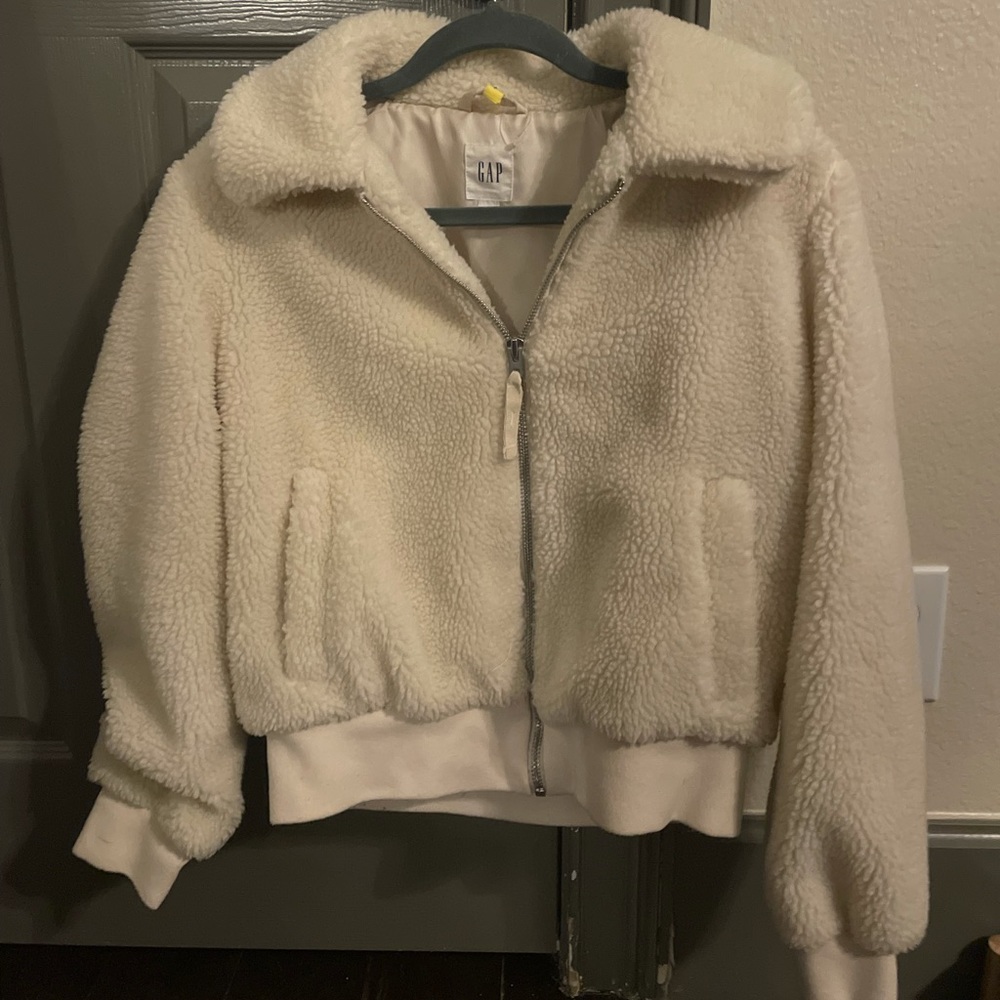Cream GAP Zipper Fleece Jacket